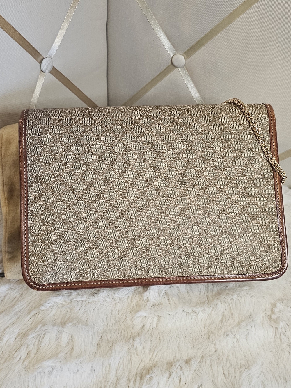 Celine Macadam Triomphe Clutch Bag With Dustbag Insert And Chain - Picture 6 of 16